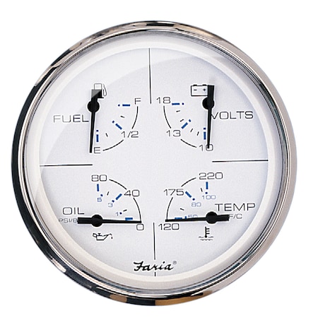 Faria Beede Instruments 5" Multifunction Gauge Chesapeake White w/Stainless Steel - Fuel 33864